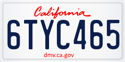 CA license plate 6TYC465