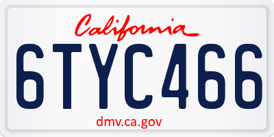 CA license plate 6TYC466