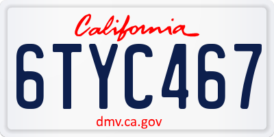 CA license plate 6TYC467