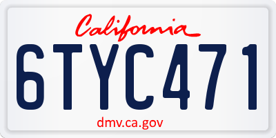 CA license plate 6TYC471