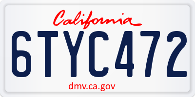 CA license plate 6TYC472