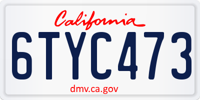 CA license plate 6TYC473