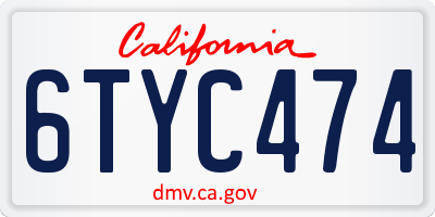 CA license plate 6TYC474
