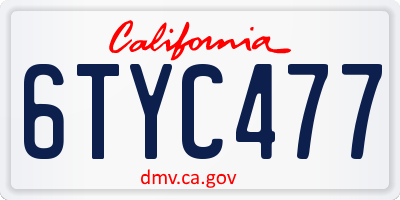 CA license plate 6TYC477