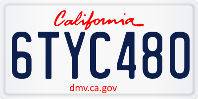 CA license plate 6TYC480
