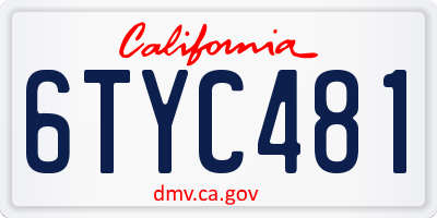 CA license plate 6TYC481