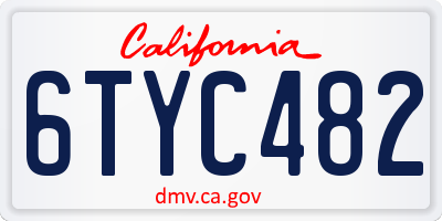 CA license plate 6TYC482