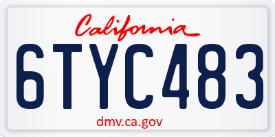 CA license plate 6TYC483