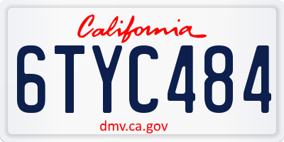 CA license plate 6TYC484