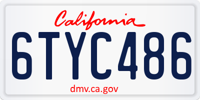 CA license plate 6TYC486