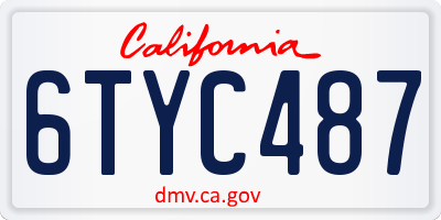 CA license plate 6TYC487