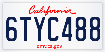 CA license plate 6TYC488