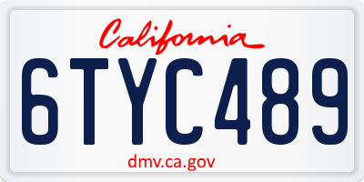 CA license plate 6TYC489
