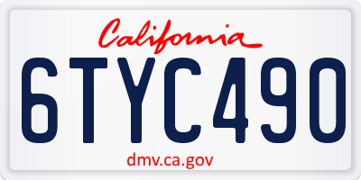 CA license plate 6TYC490