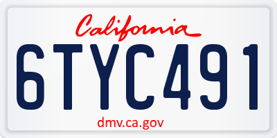CA license plate 6TYC491
