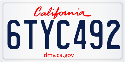 CA license plate 6TYC492