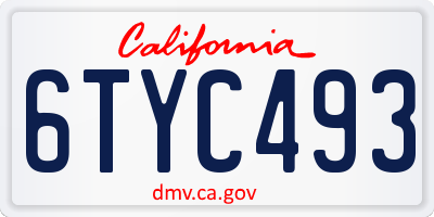 CA license plate 6TYC493