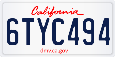 CA license plate 6TYC494