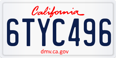 CA license plate 6TYC496