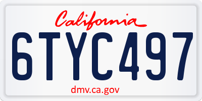 CA license plate 6TYC497