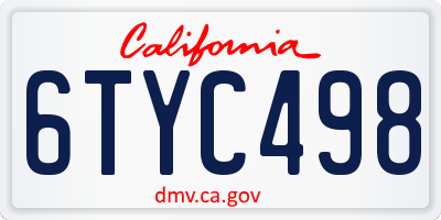 CA license plate 6TYC498