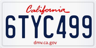 CA license plate 6TYC499