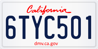 CA license plate 6TYC501