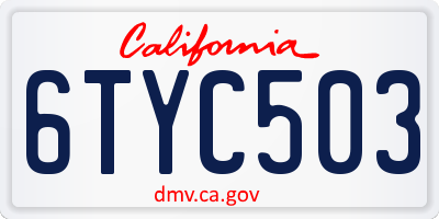 CA license plate 6TYC503