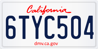 CA license plate 6TYC504