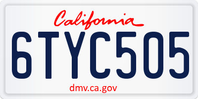 CA license plate 6TYC505