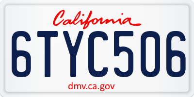 CA license plate 6TYC506