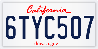 CA license plate 6TYC507