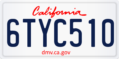 CA license plate 6TYC510