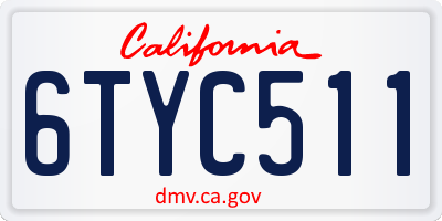CA license plate 6TYC511