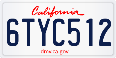 CA license plate 6TYC512