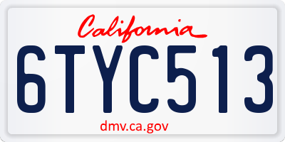 CA license plate 6TYC513