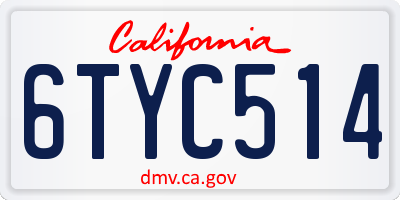 CA license plate 6TYC514