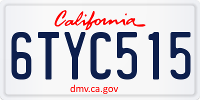 CA license plate 6TYC515