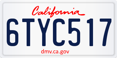 CA license plate 6TYC517