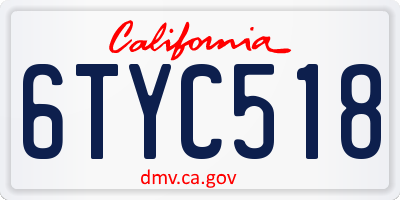 CA license plate 6TYC518