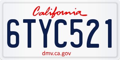 CA license plate 6TYC521