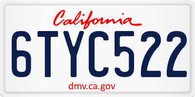 CA license plate 6TYC522