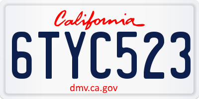 CA license plate 6TYC523