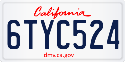 CA license plate 6TYC524