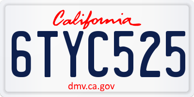 CA license plate 6TYC525
