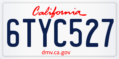 CA license plate 6TYC527