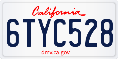 CA license plate 6TYC528