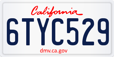 CA license plate 6TYC529