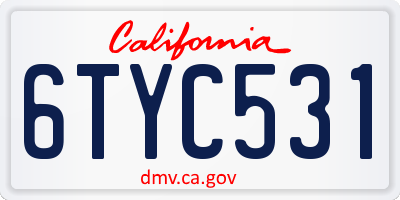 CA license plate 6TYC531