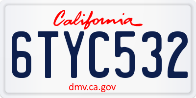 CA license plate 6TYC532